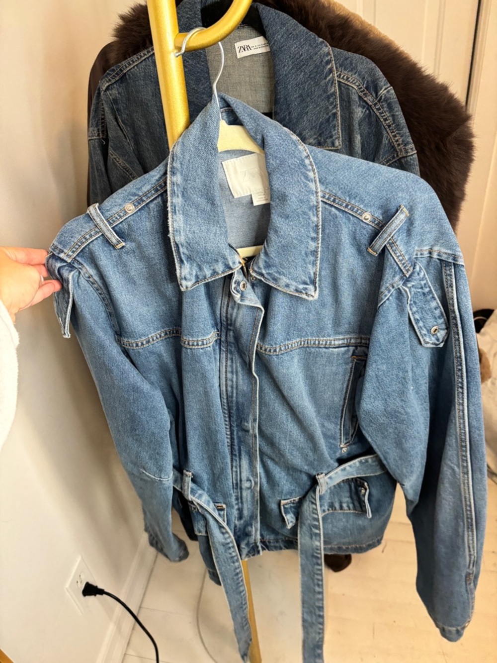 ZaraDenim Blue Women's Belted Jean Jacket - Picture 4 of 7